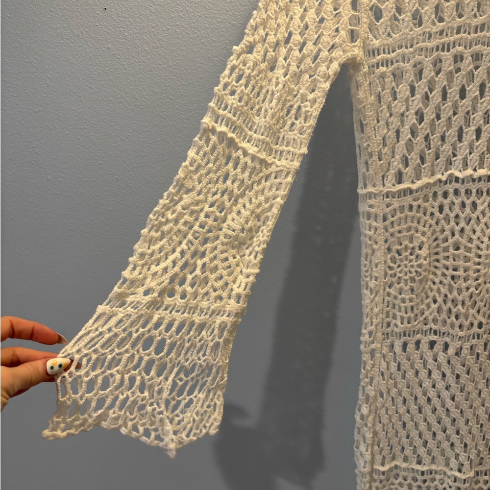 Vici Cream Long Sleeve Crochet Dress - Picture 3 of 5